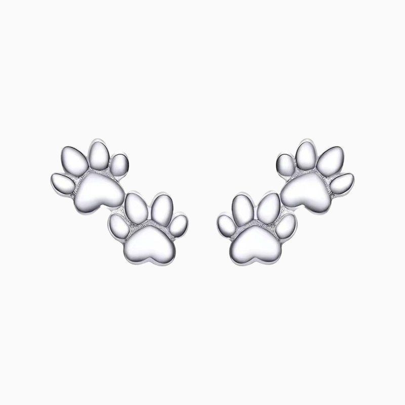 Tiny Double Paw Print Stud Earrings