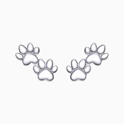 Tiny Double Paw Print Stud Earrings